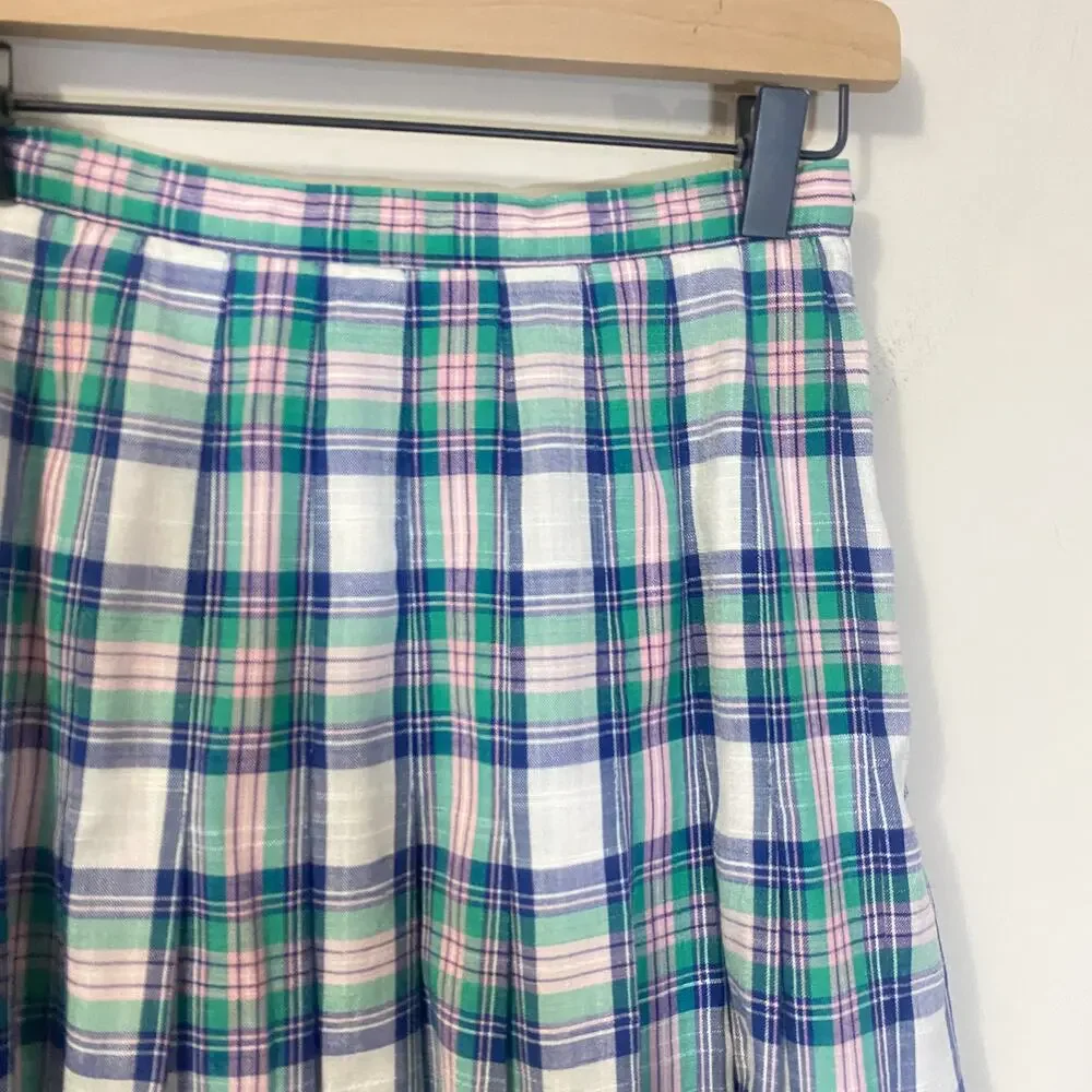 Pendleton Country Sophisticates Checked Plaid Vintage A-Line Midi Skirt Sz 6-8*